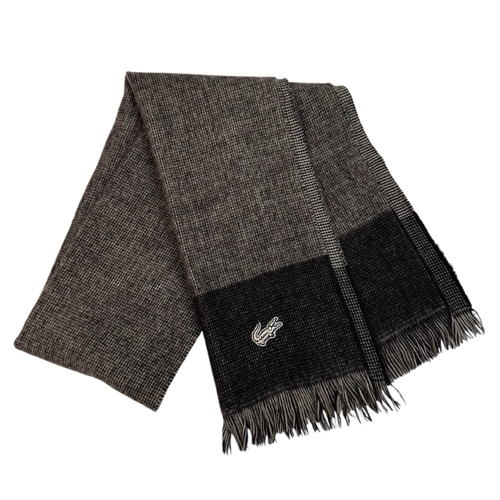 Lacoste Vintage Izod for Her 100% Lambs Wool Brown Scarf